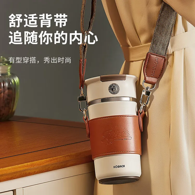 保温保冷杯钛杯女生高颜值便携水杯吸管杯女士高档精致咖啡杯子