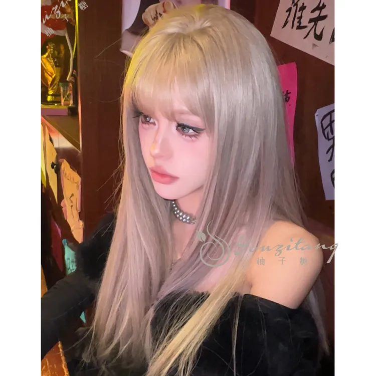【珍珠米灰】假发女自然Lolita长直发jk逼真头套-约67CM