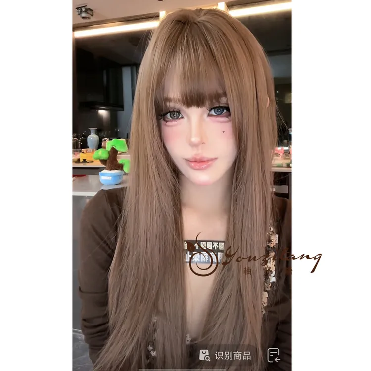 古早甜心层次美学自然假发女内扣直发层次修剪全头套-小圆团