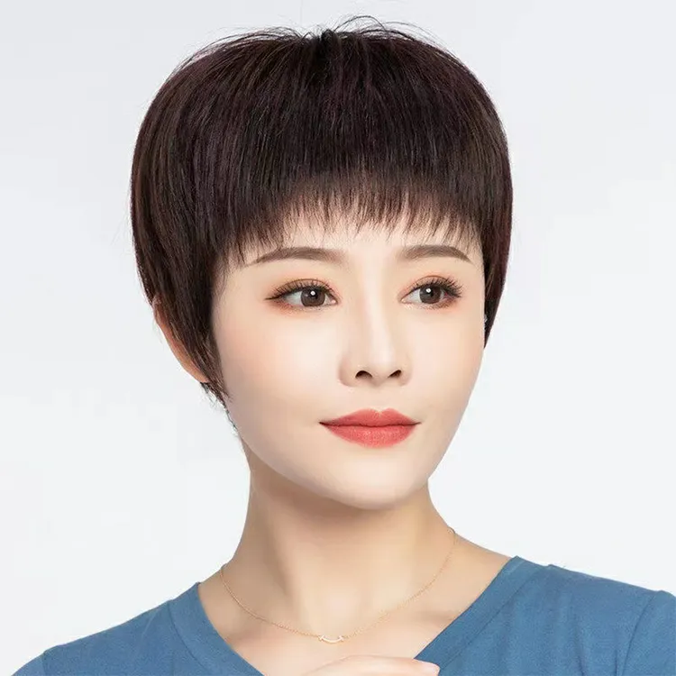 【摩根蓬松短直发】假发女短发真人发丝中老年妈妈发修颜减龄轻薄