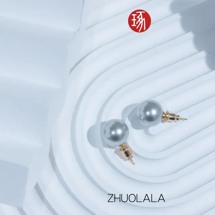 琢啦啦 非金属仿珍珠耳饰 真多麻色耳钉简约强光小灯泡百搭经典