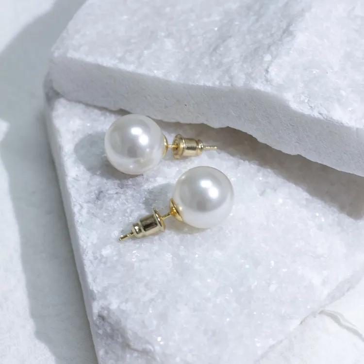 琢啦啦 非金属仿珍珠耳饰 暖白珍珠耳钉耳夹轻奢经典法式时尚ins