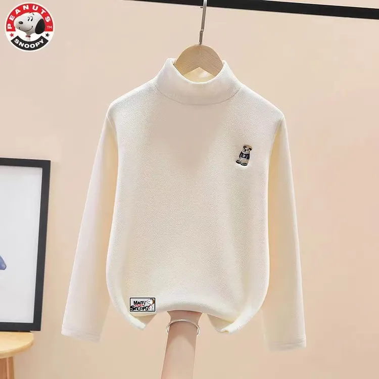 Snoopy/史努比男童加绒打底衫春秋奥利绒2025新款儿童半高领冬装