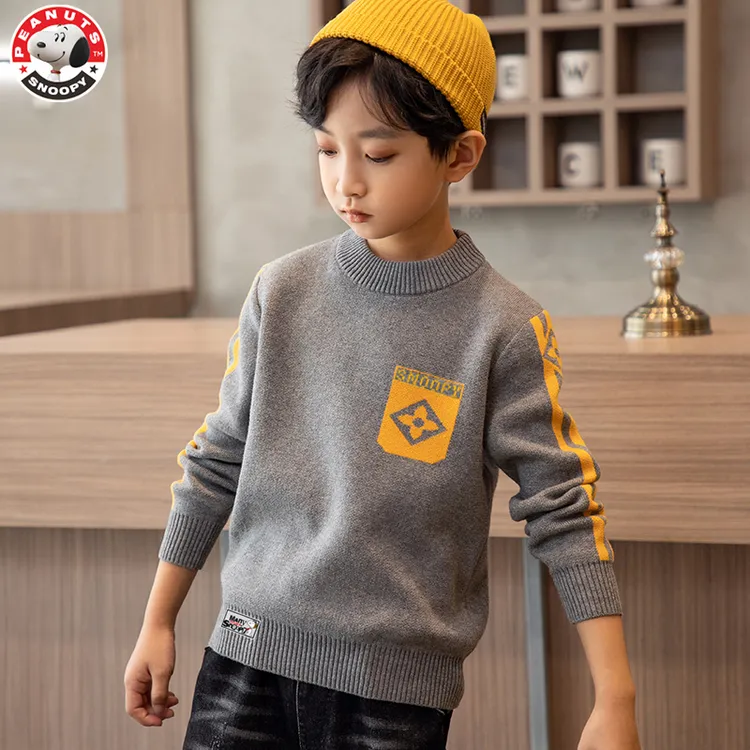 Snoopy/史努比男童毛衣纯棉中大加厚针织衫秋冬男孩洋气韩版春装