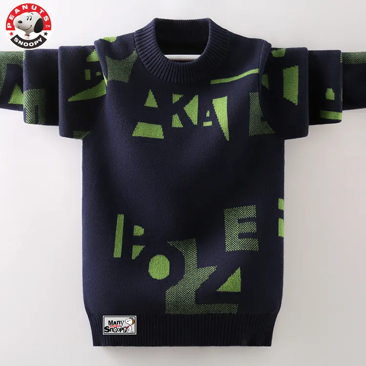 Snoopy/史努比男童毛衣套头加厚保暖男孩洋气秋冬装儿童针织衫潮