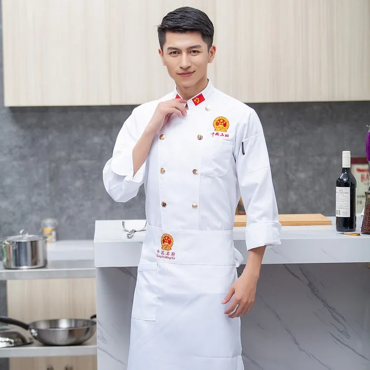 厨师服短袖夏季男加大酒店宾馆餐饮长袖秋冬装餐厅食堂后厨工作服