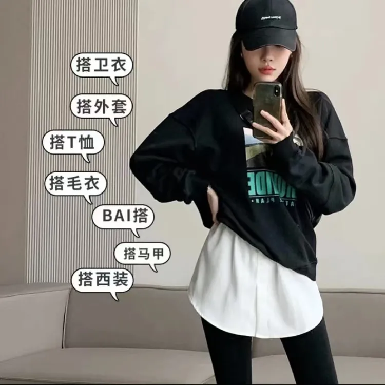 【纽扣磨毛厚款】均码80-120斤打底叠穿假两件屁帘a字裙加绒半身裙