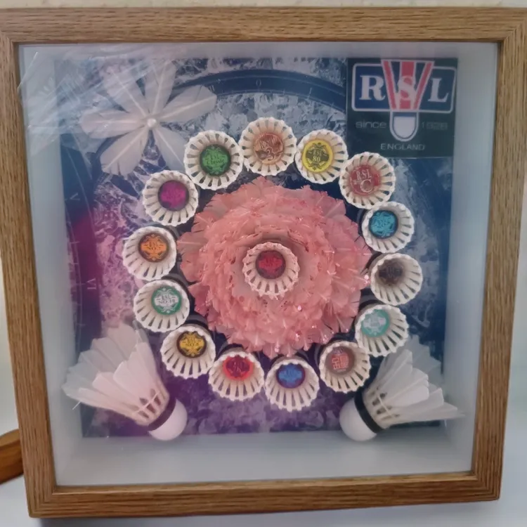 创意羽毛球花相框手工定制制作永生花摆件礼物