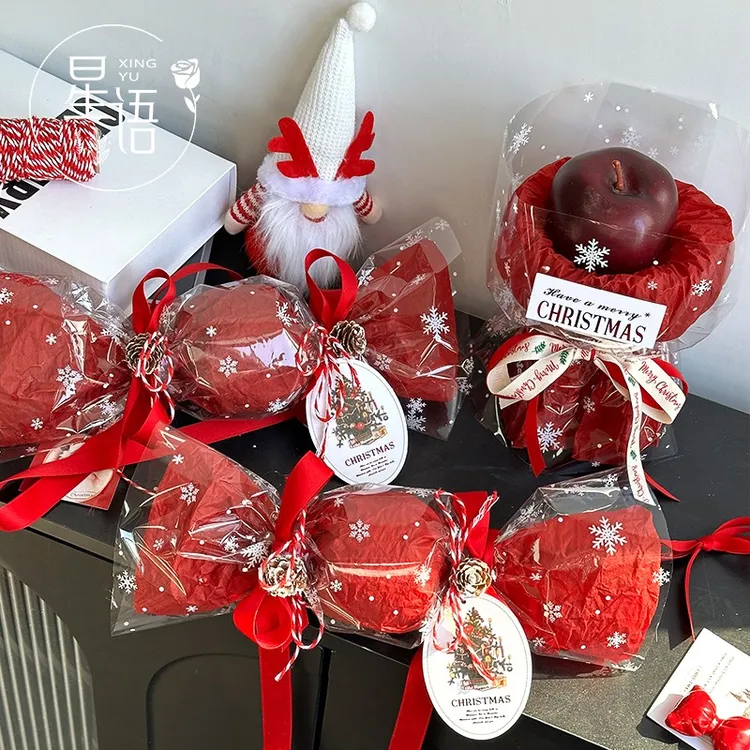 星语 圣诞节雪花玻璃纸包花纸平安夜苹果花束包装材料diy手工包装