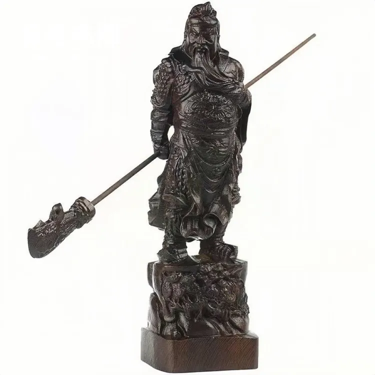 关公雕像木雕刻摆件手工客厅落地家居木质装饰横刀关羽玄关工艺品