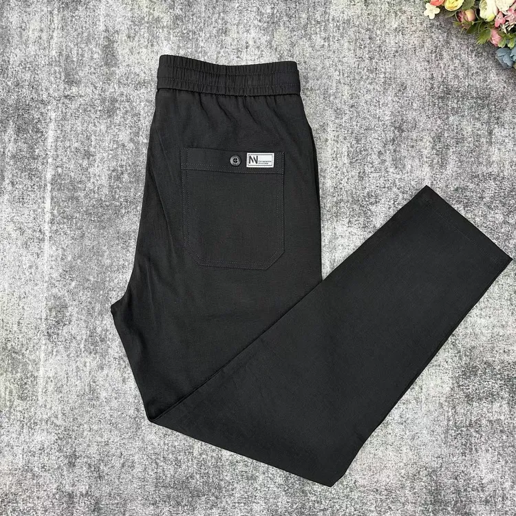 夏款男士舒适透气百搭休闲裤黑色白色酒红色