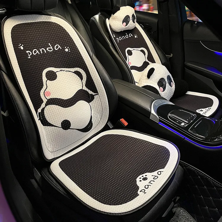 汽车夏季舒适四季通用可爱卡通熊猫冬天夏天防滑座垫车载单片座垫