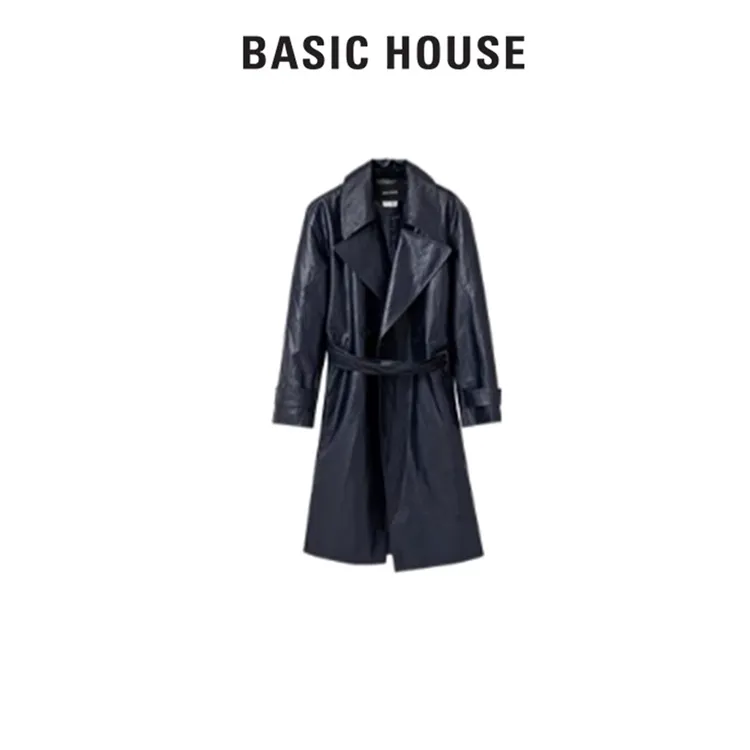 Basic House/百家好时尚长款仿皮外套BJ781-HVCA729BNA