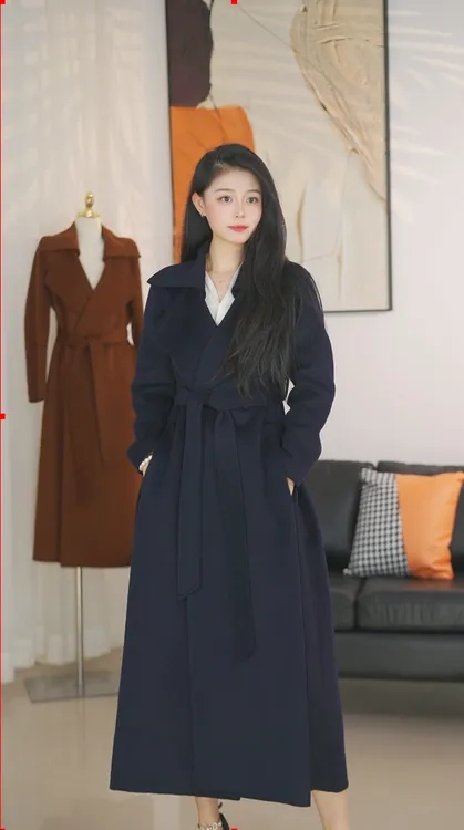 【尤莱特】轻奢双翻领法式气质双排扣长款羊毛大衣22826