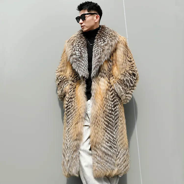 2024新款海宁外套男皮毛一体男长款真毛大衣爆款时尚休闲秋冬