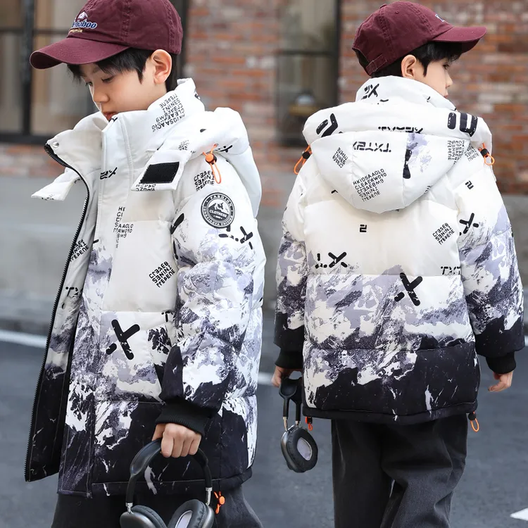 巴拉童年儿童羽绒服2024冬季新款中长款渐变洋气中大童保暖百搭款