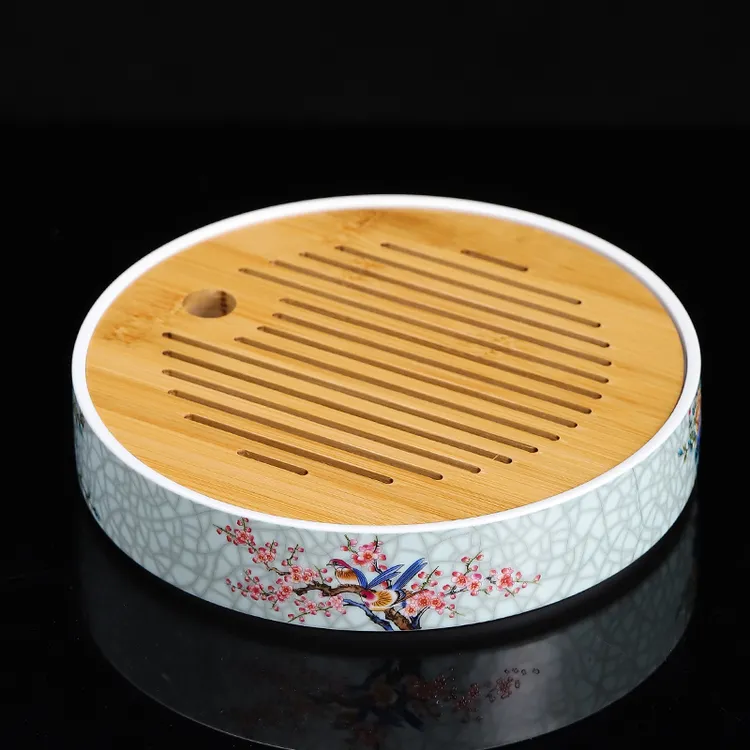 百花争艳陶瓷茶盘  S-031