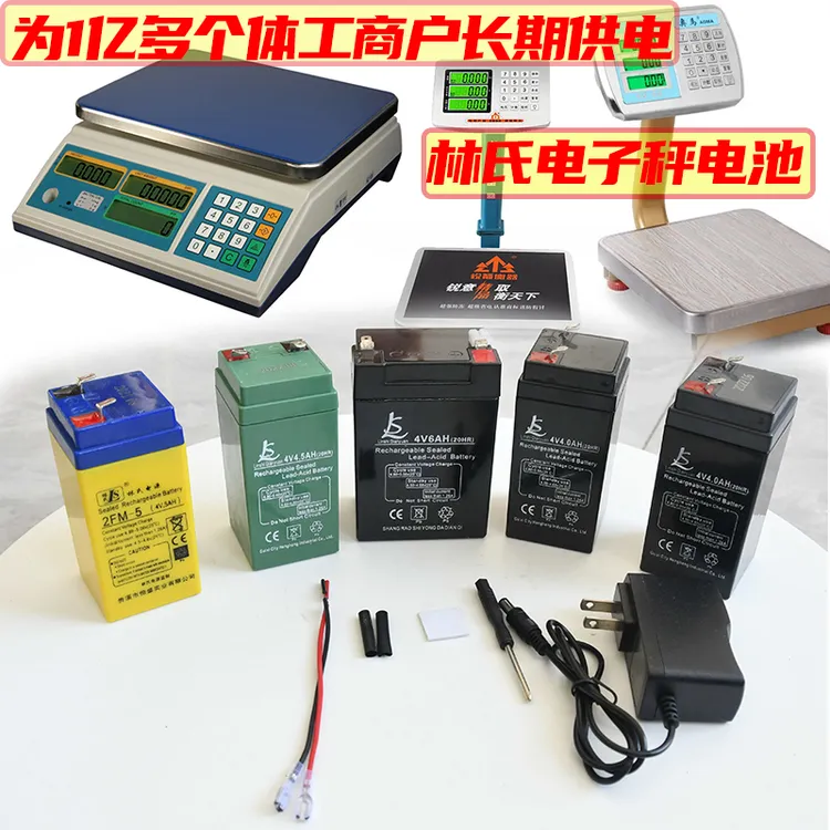 林氏4伏电子秤铅酸蓄电池4V4AH5AH6AH大容量续航长台秤电瓶充电器
