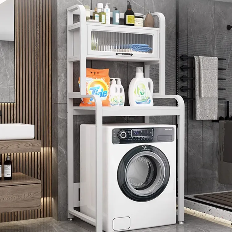 洗衣机上方置物架落地阳台可调节免打孔滚筒波轮洗衣机多层收纳架