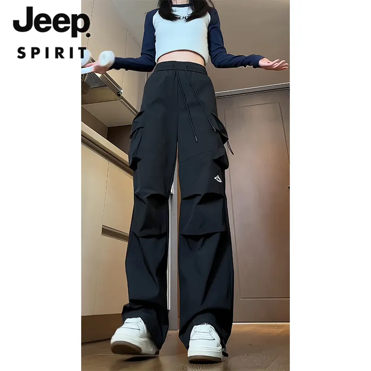 JEEP SPIRIT 吉普时尚 美式高腰显瘦工装裤女春夏季防水冲锋裤子