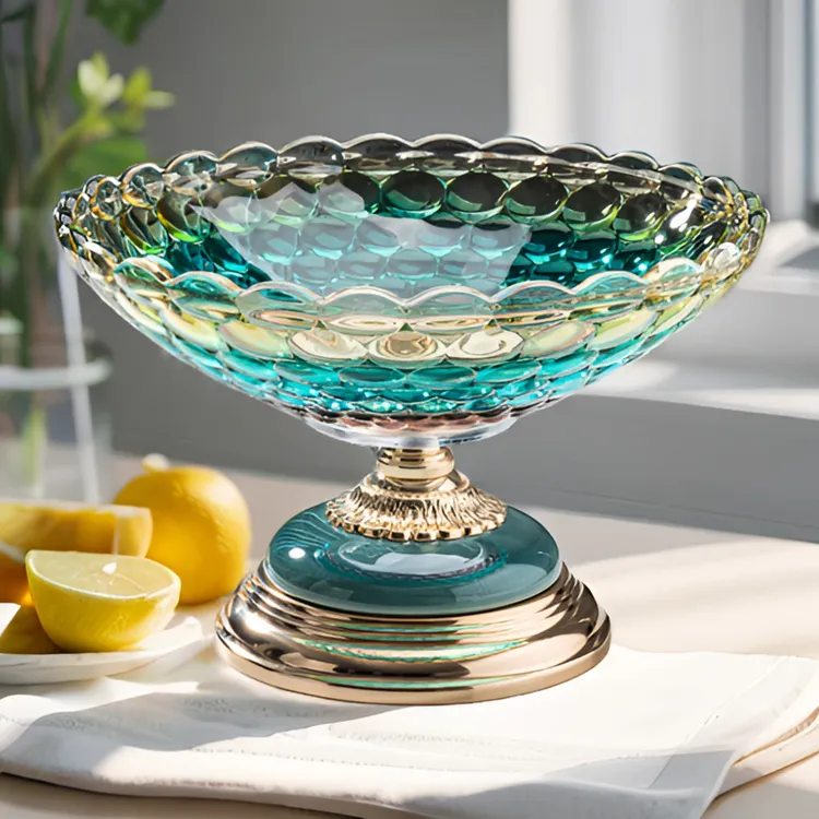 轻奢玻璃水果盘高颜值果盘家用客厅茶几零食糖果盘装饰摆件网红