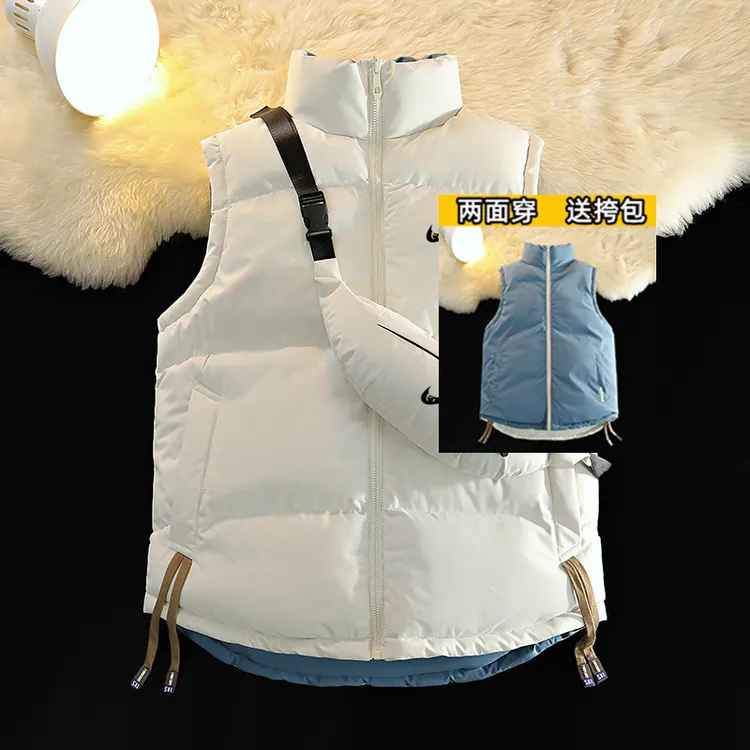 品牌男女同款秋冬季双面穿马甲休闲保暖加厚无袖宽松情侣坎肩外套