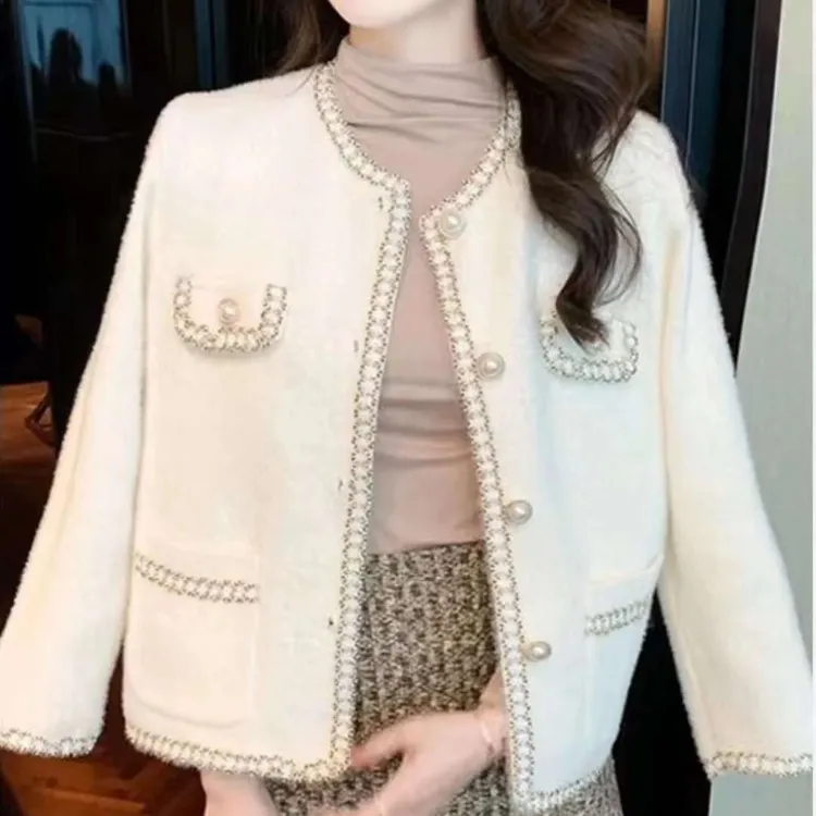 小香风外套时尚百搭双面绒外套韩版开衫毛衣春秋气质