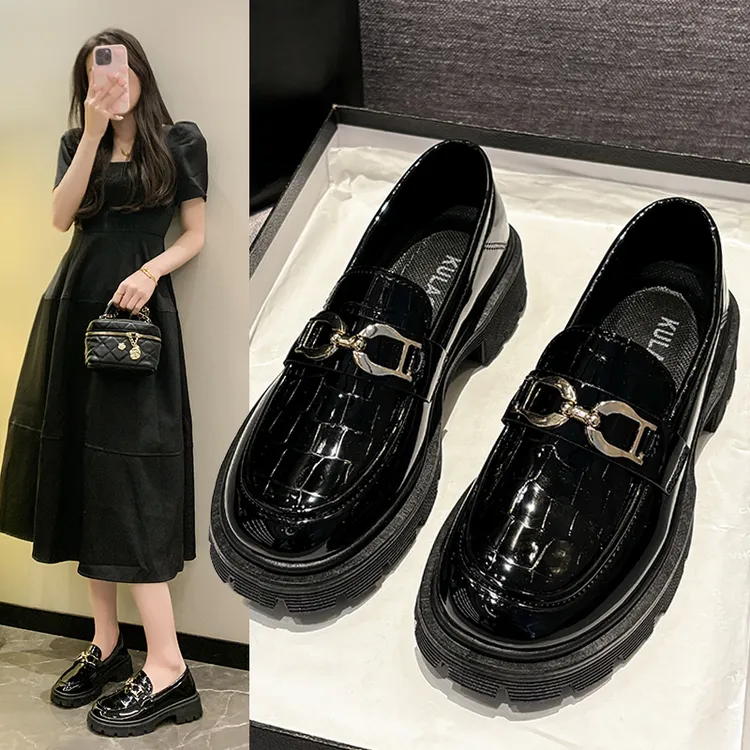 【全额补运费】厚底乐福鞋复古英伦风小皮鞋时尚百搭圆头乐福鞋