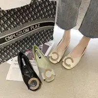 【现货+全额补运费】小香风小皮鞋单鞋浅口平底瓢鞋软底豆豆鞋