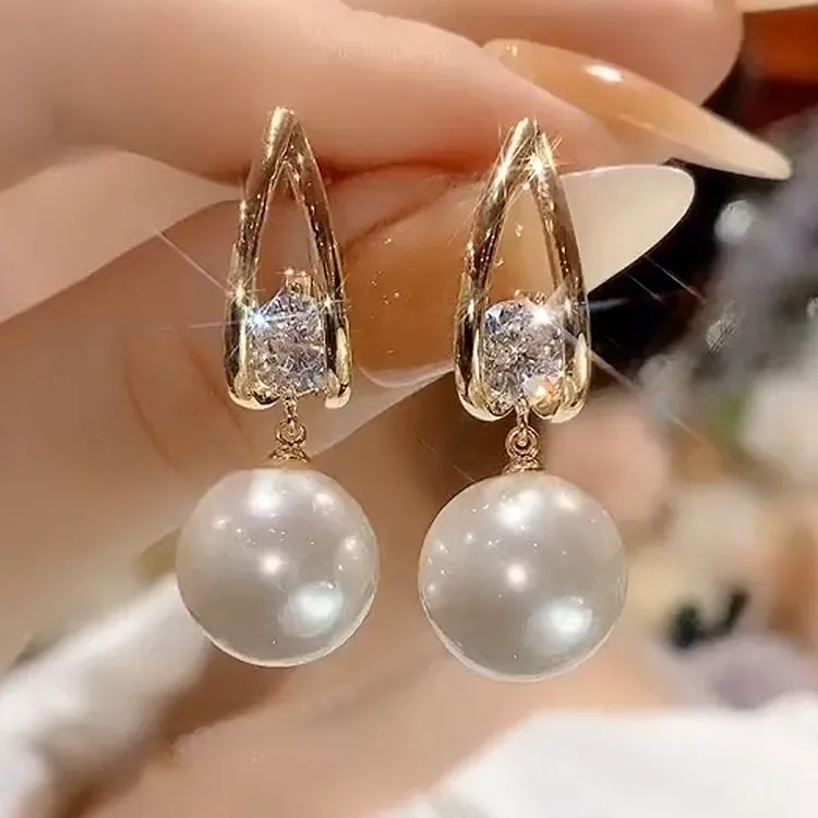 925银针法式珠珠耳饰女耳环2025新款轻奢耳钉设计高级感复古耳坠