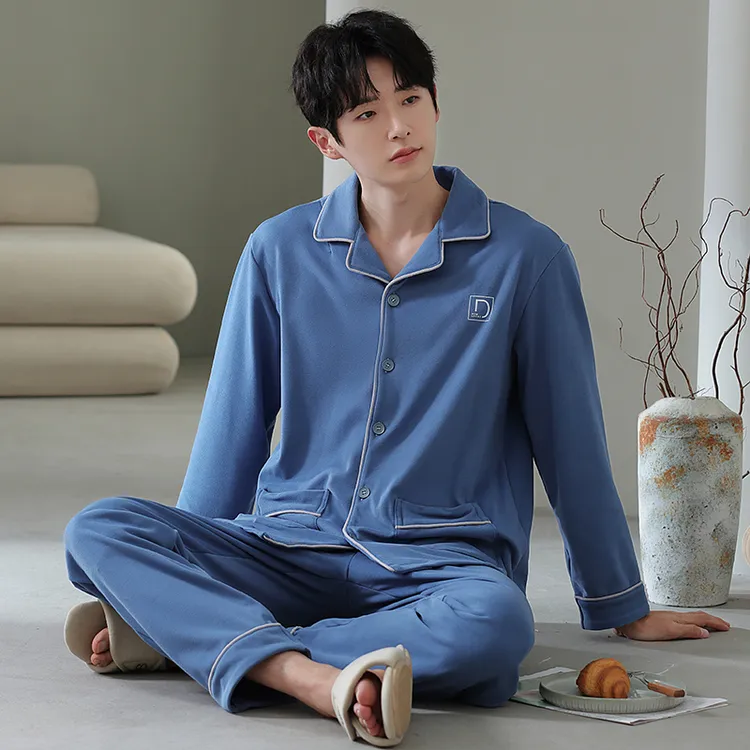 睡衣男士秋冬保暖德绒棉长袖翻领家居服春秋季休闲可外穿大码套装