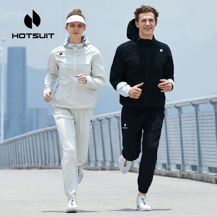 HOTSUIT后秀不粘身暴汗服运动套装男女连帽防风户外外套健身跑步
