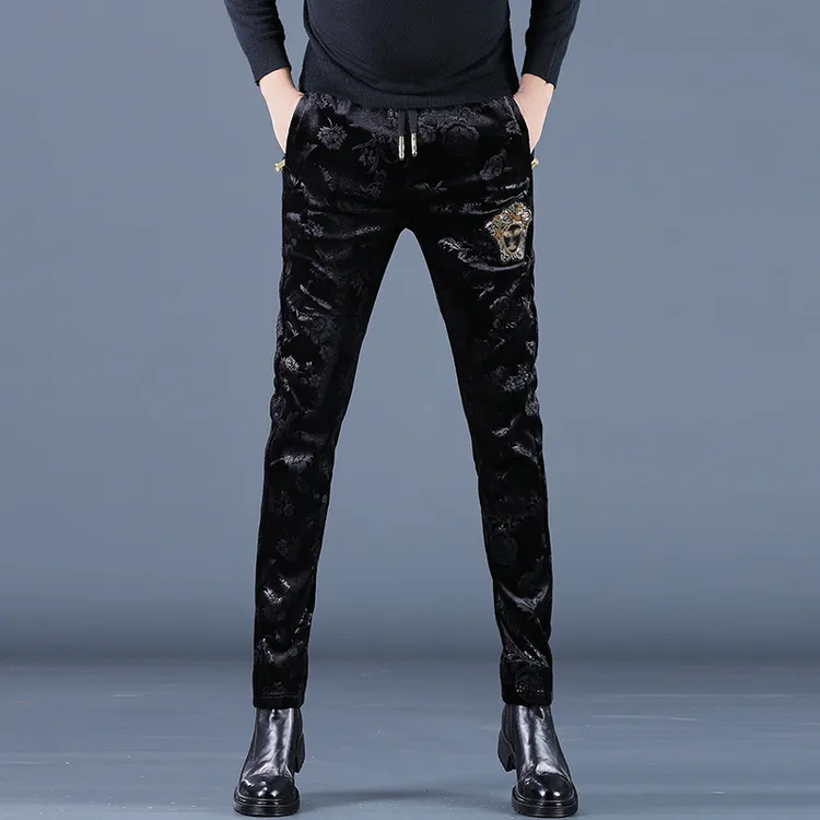 秋冬季欧货时尚百搭休闲裤男士抗皱免烫舒适直筒裤灯芯绒修身长裤