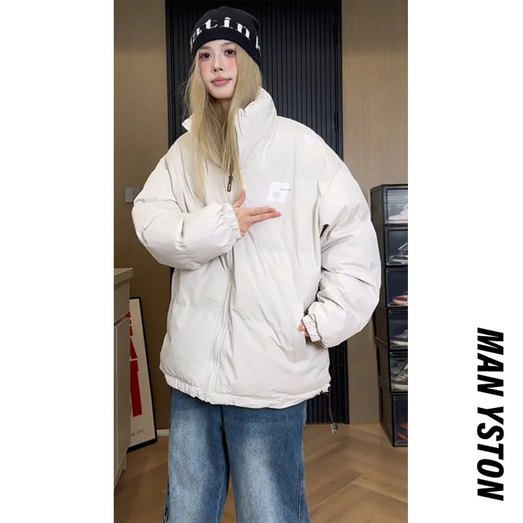 美式高街青少年棉服百搭冬季加厚棉袄外套情侣装面包服宽松潮流