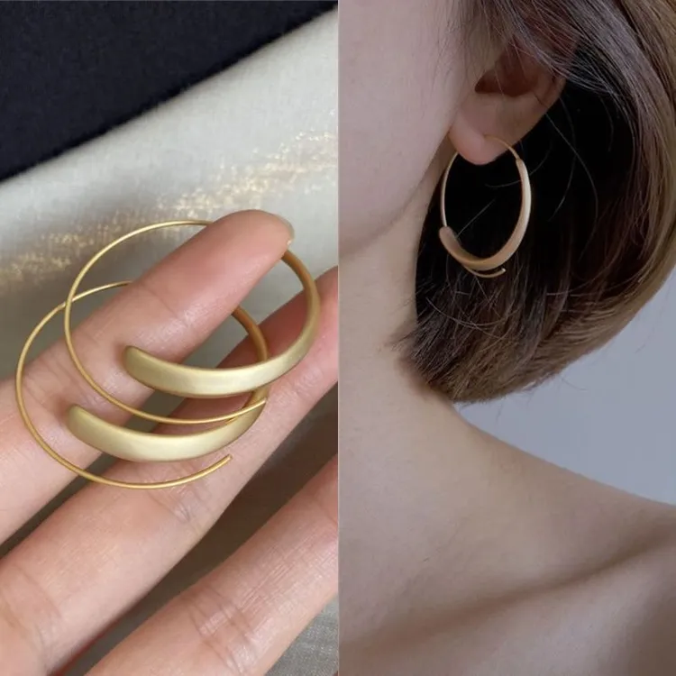 哑光磨砂质感!简约气质金色耳圈个性设计耳环夏季精致新款冷淡风
