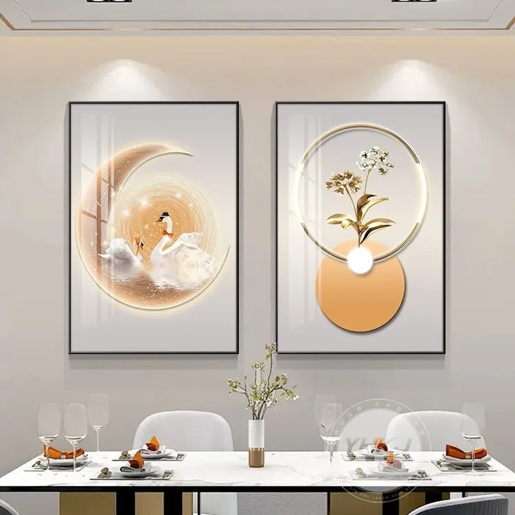 轻奢风餐厅装饰画高级饭厅挂画现代简约厨房餐桌背景墙壁画