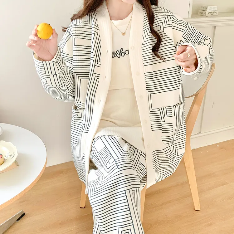 孕妇月子服三件套秋冬款家居服套装长袖外穿产后哺乳宽松喂奶衣