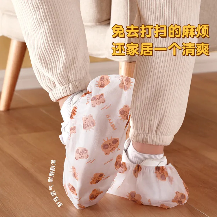一次性印花卡通鞋套无纺布鞋套加厚鞋套防滑家用室内一次性脚套