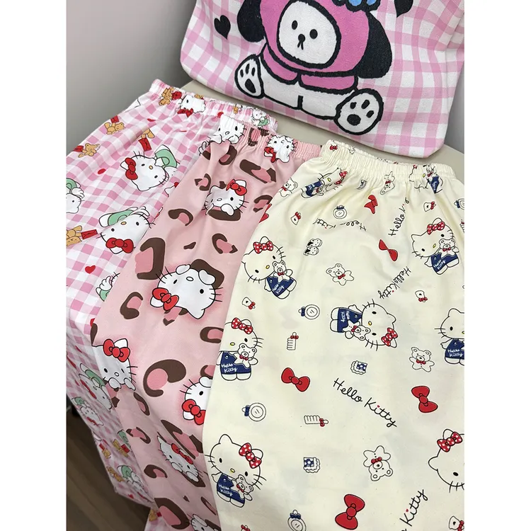 卡通印花遛弯睡裤女春秋阔腿睡裤女夏季学生空调长裤防蚊家居裤