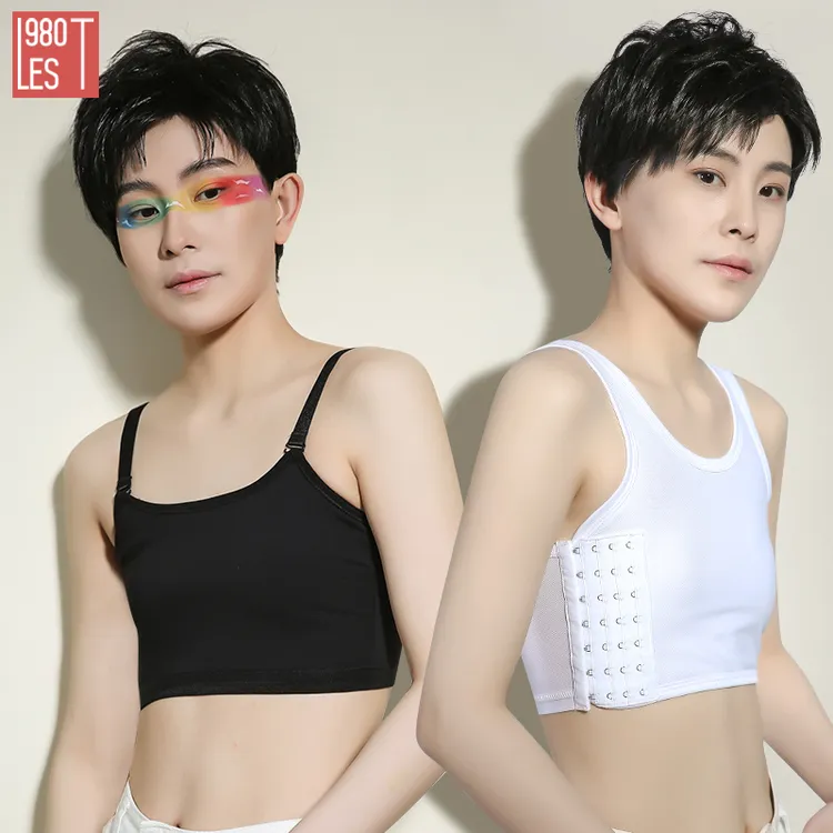 les1980帅t束胸les裹胸背心拉链内衣女大胸显小学生缩胸塑胸cos