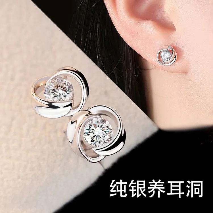 足银耳饰 s999纯银耳钉女四叶草足银耳环小众气质情人节生日礼物