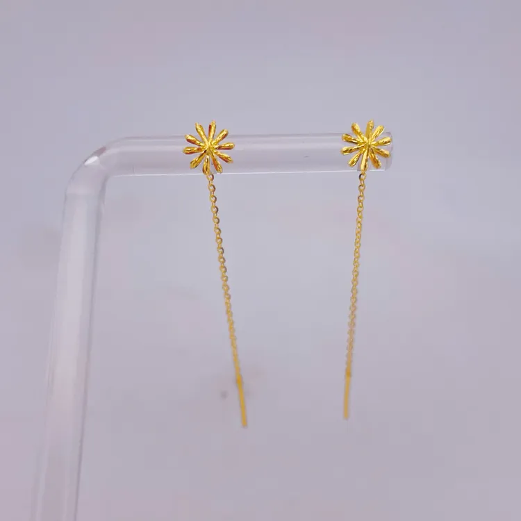 足金999黄金小雏菊6mm金耳线5G工艺