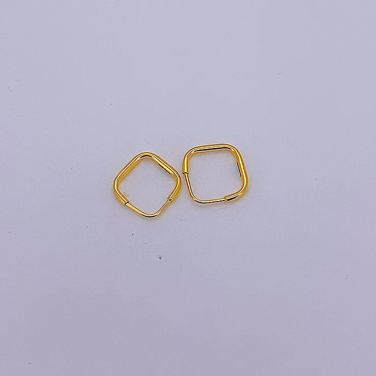 足金999 黄金卡12方形金耳圈 5G 1.02