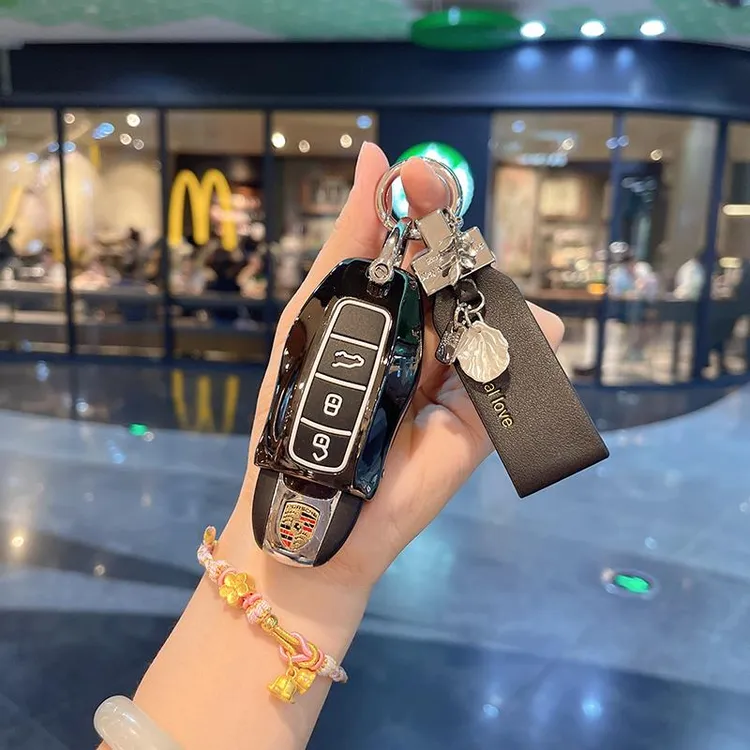 适用于保时捷macan卡宴718帕拉梅拉911Taycan钥匙壳包套扣插入式