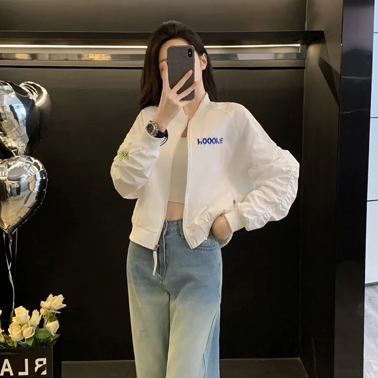 小个子短款拼接棒球服女外套2024春秋新款高级感开衫夹克上衣欧货