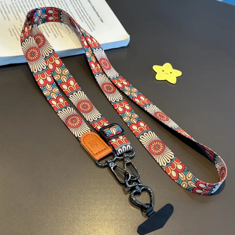 原创民族风高端手机挂绳斜挎可调节宽布肩背水杯拍立得挂带防丢绳