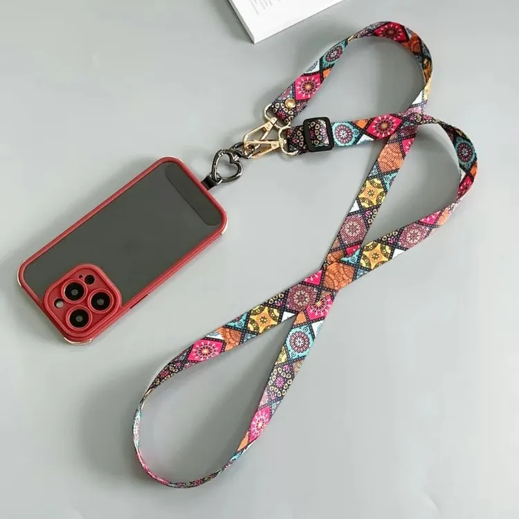 复古民族风加长手机挂绳斜挎挂脖绳子宽肩背个性帆布手机链高级感
