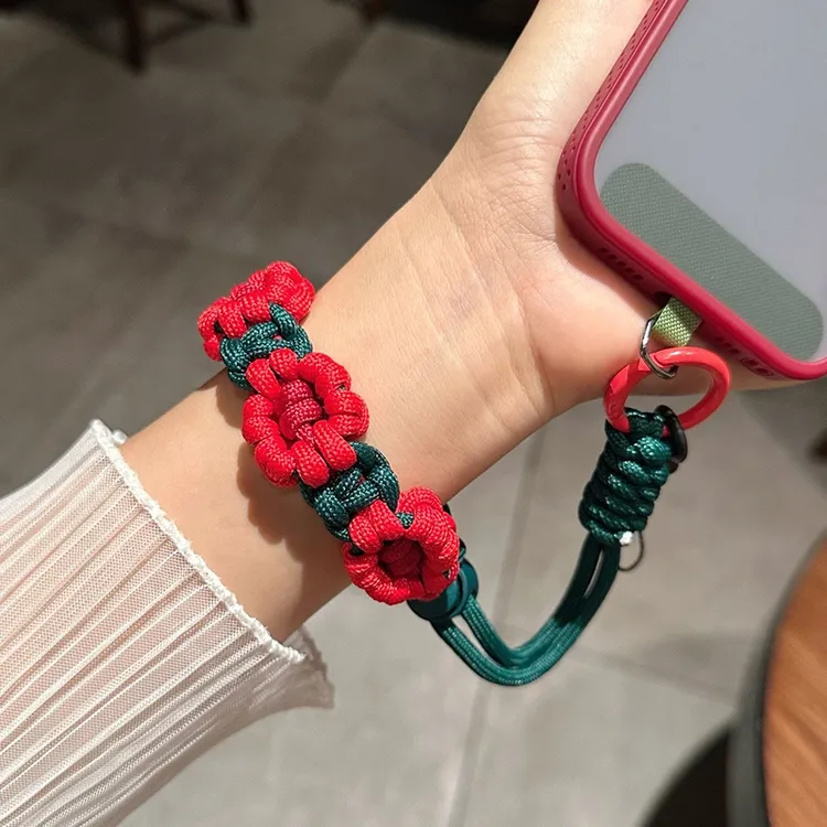 编织花朵手腕绳手机挂绳短款手提加宽牢固旅游防丢挂件时尚手机链