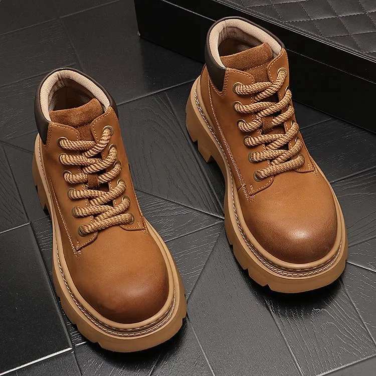 纪诗哲马丁靴男款百搭厚底增高休闲户外鞋秋冬款明星同款网红鞋子