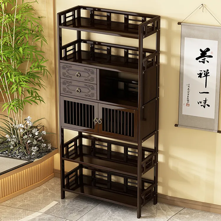 中式博古架多宝阁置物架茶具收纳碗架子茶室茶几茶桌茶叶展示柜